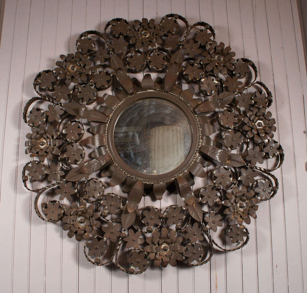Mexican Tin Floral Mirror