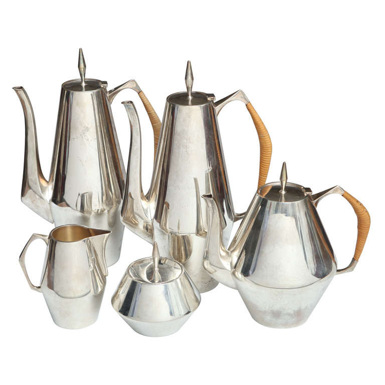 A Gio Ponti Diamond, Sterling Silver Coffee Set, Reed and Barton