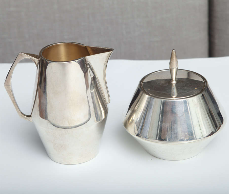 A Gio Ponti Diamond, Sterling Silver Coffee Set, Reed and Barton 1