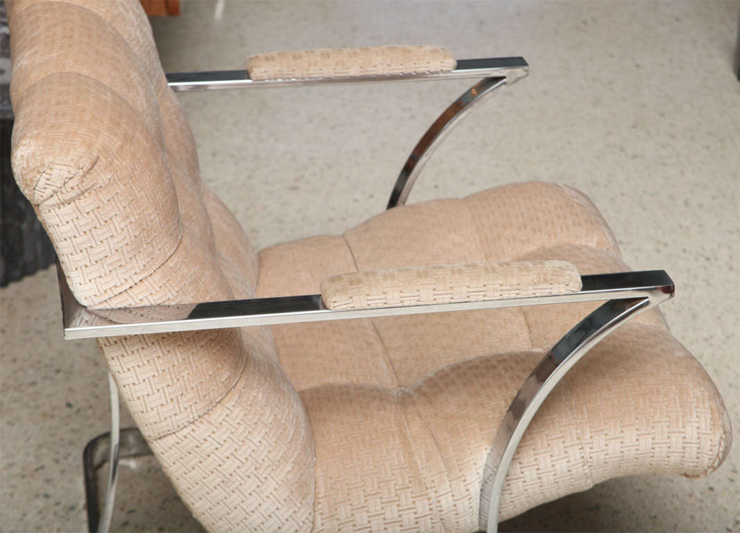Chrome Milo Baughman Style Arm Chair For Sale