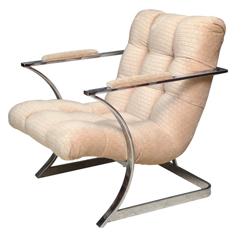Milo Baughman Style Arm Chair For Sale