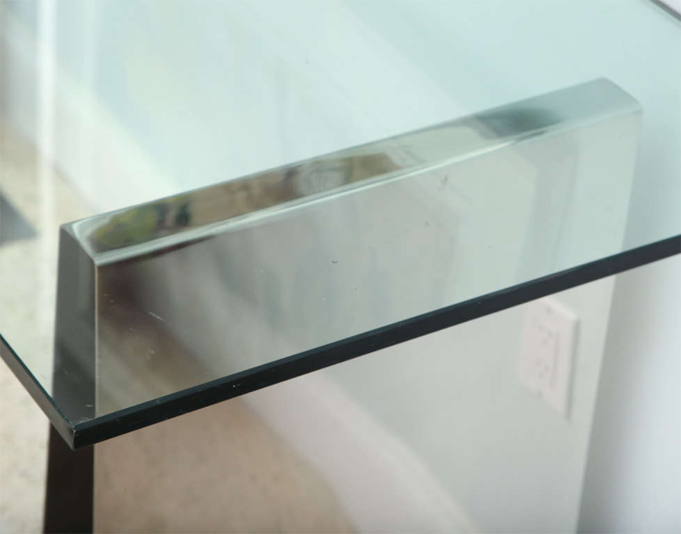 A Polished Chrome and Glass Top Console Table by Rafael 1