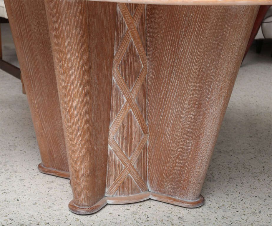 French Limed Oak Inlaid Dining Table by Soubrier In Excellent Condition For Sale In Hollywood, FL