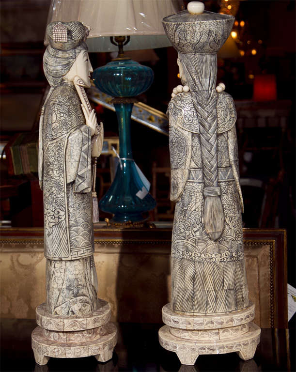 Pair of Chinese Bone Sculptures 4