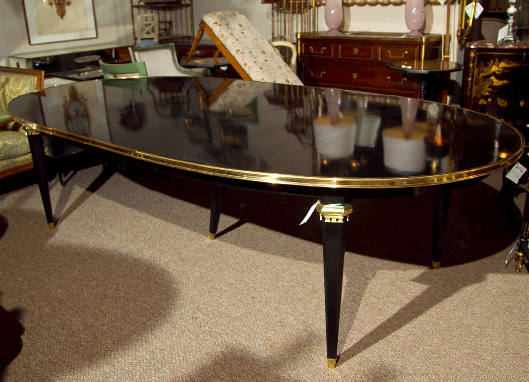 Maison Jansen Ebonized 3 Leaf Dining Table