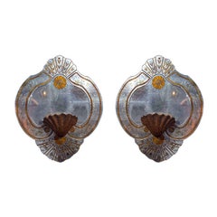 Pair of Eglomise Glass Wall Plaques by Maison Jansen