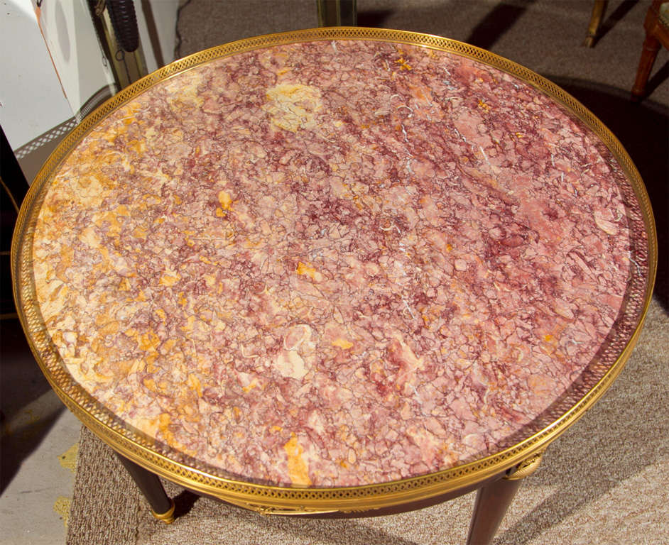 Maison Jansen Marble Top Circular Coffee Table In Excellent Condition In Stamford, CT