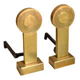 Pair of Art Deco Style Brass Andirons