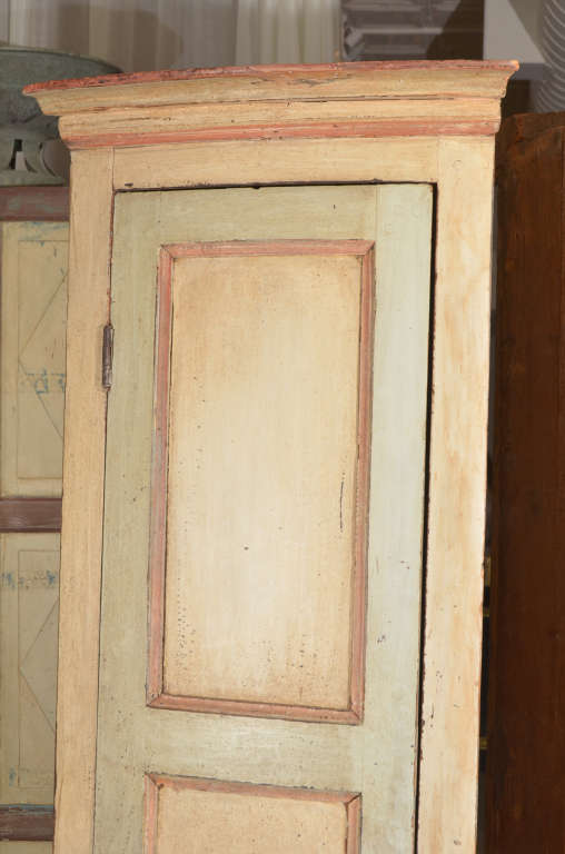 Pair 18th Century Italian Neoclassical Painted Corner Cabinets 1