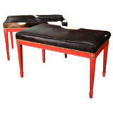 Pair of Directoire Style Benches in Cowhide