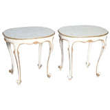 Vintage Pair of Italian Oval End Tables