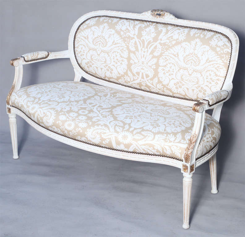 Painted and Parcel Gilt Louis XVI Settee
