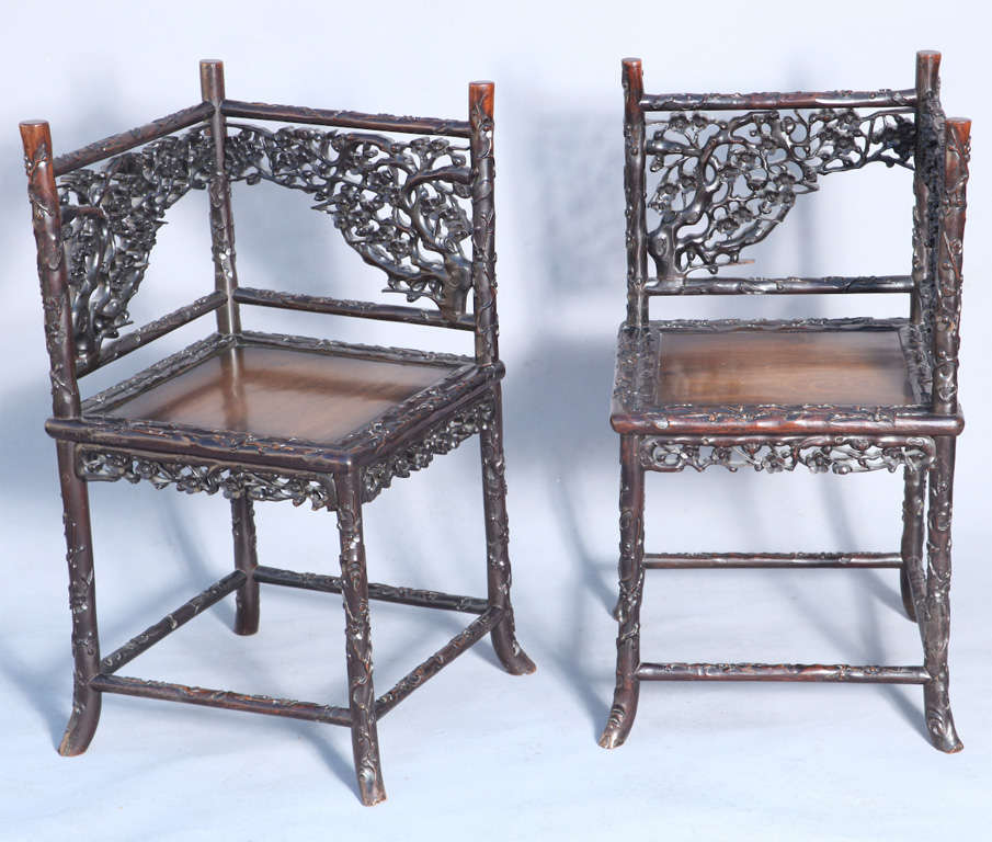 Pair of Rosewood Corner Chairs