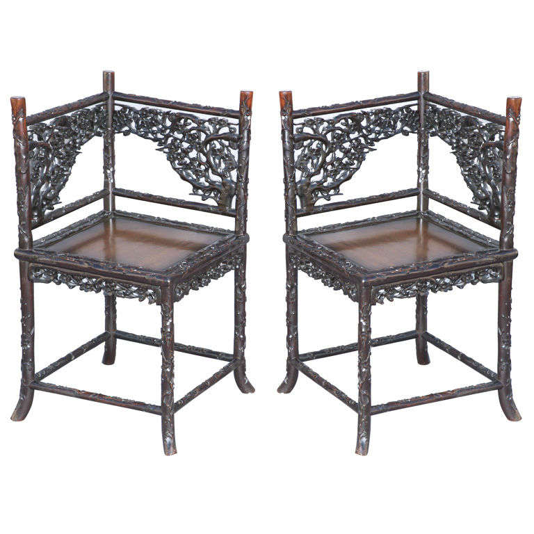 Pair of Rosewood Corner Chairs