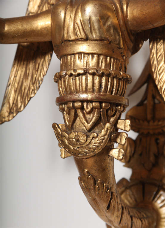 Wood Pair of 18th/19th Century Neoclassical Carved Giltwood Sconces For Sale