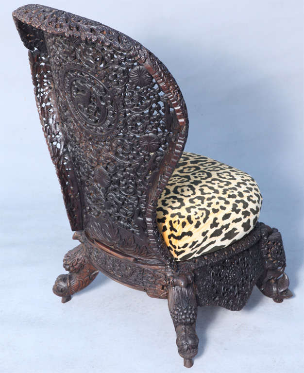 19th Century Burmese 19c. Piercework Chair