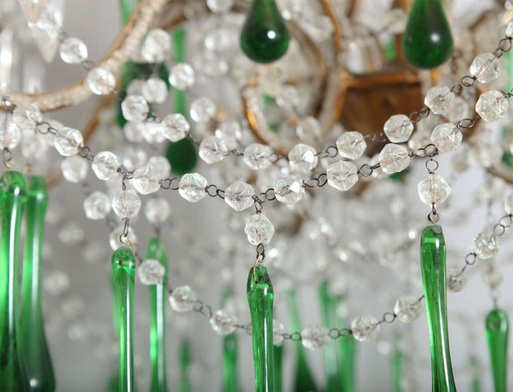 Six-Arm Maria Theresa Chandelier with Emerald Teardrop Crystals 1
