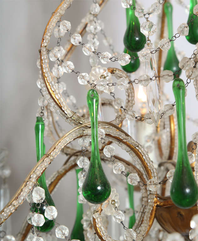 Six-Arm Maria Theresa Chandelier with Emerald Teardrop Crystals 2