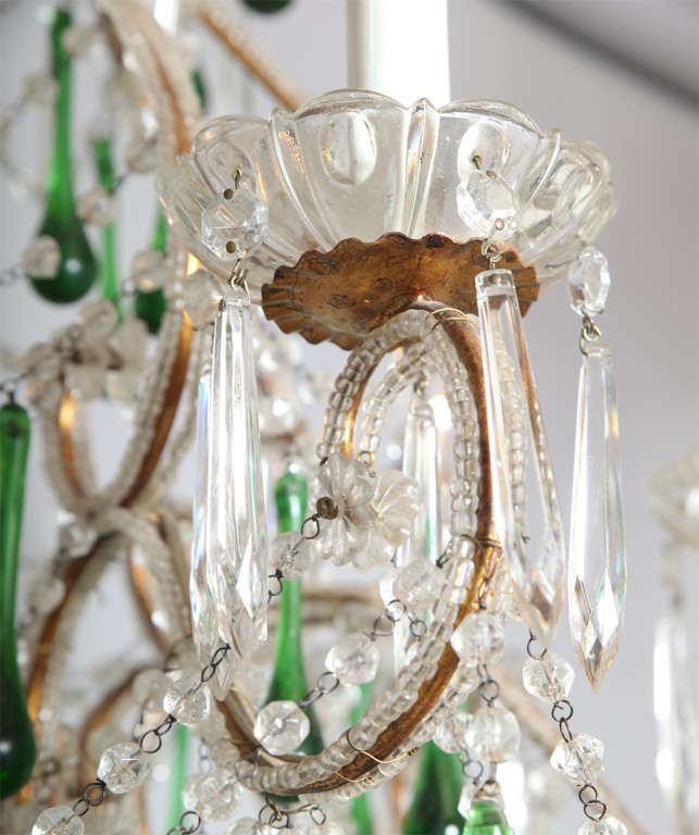 Six-Arm Maria Theresa Chandelier with Emerald Teardrop Crystals 3