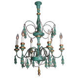 Unusual Carved Wood Italian Chandelier