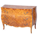 Northern Italian Olivewood Parquetry Bombe Commode