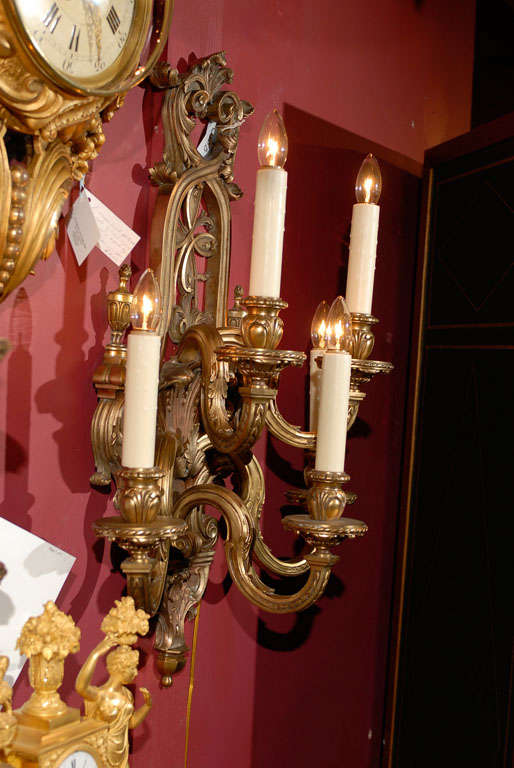 Pair of Regence Style Five-Light Sconces, circa 1910 In Good Condition For Sale In Atlanta, GA