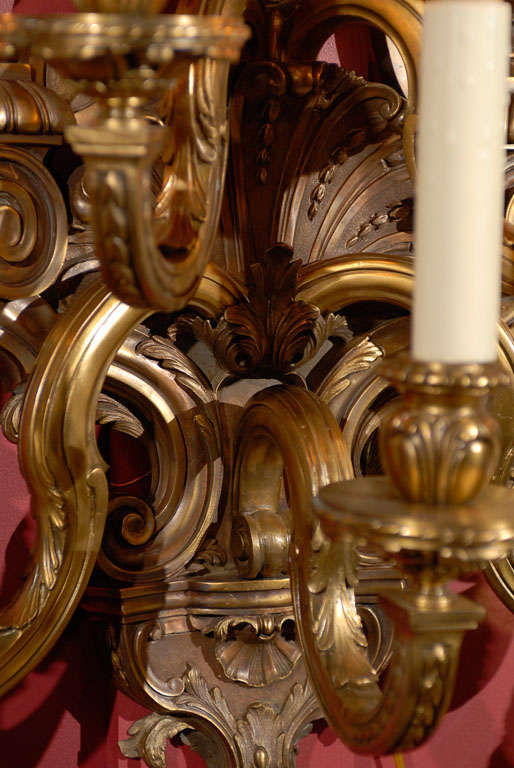 Ormolu Pair of Regence Style Five-Light Sconces, circa 1910 For Sale