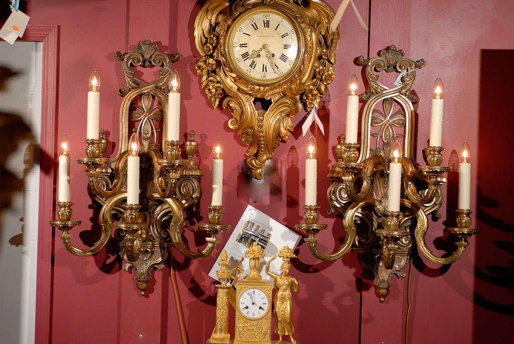 Pair of Regence Style Five-Light Sconces, circa 1910 For Sale 4
