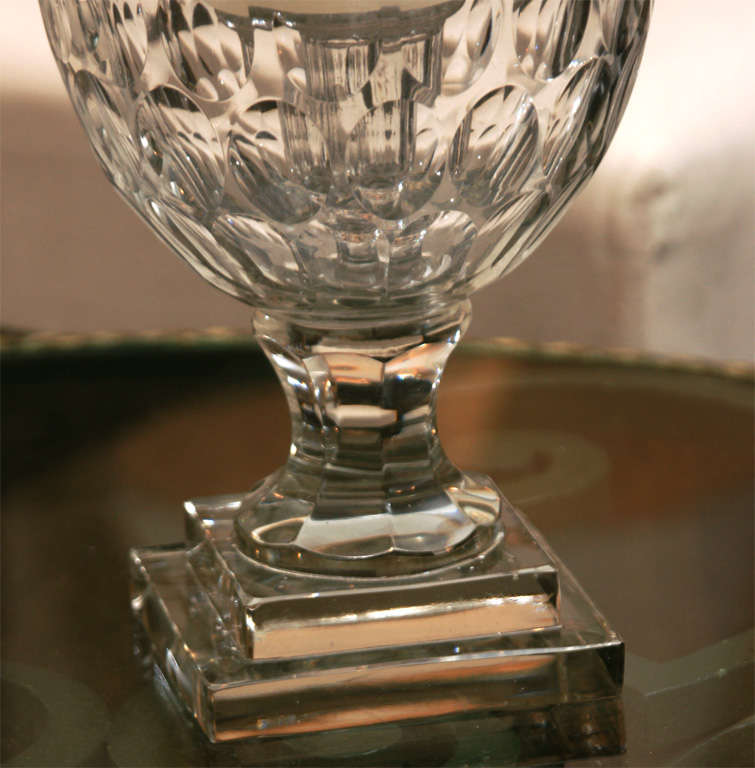 Mid-20th Century Pair of Deco Crystal Hurricanes