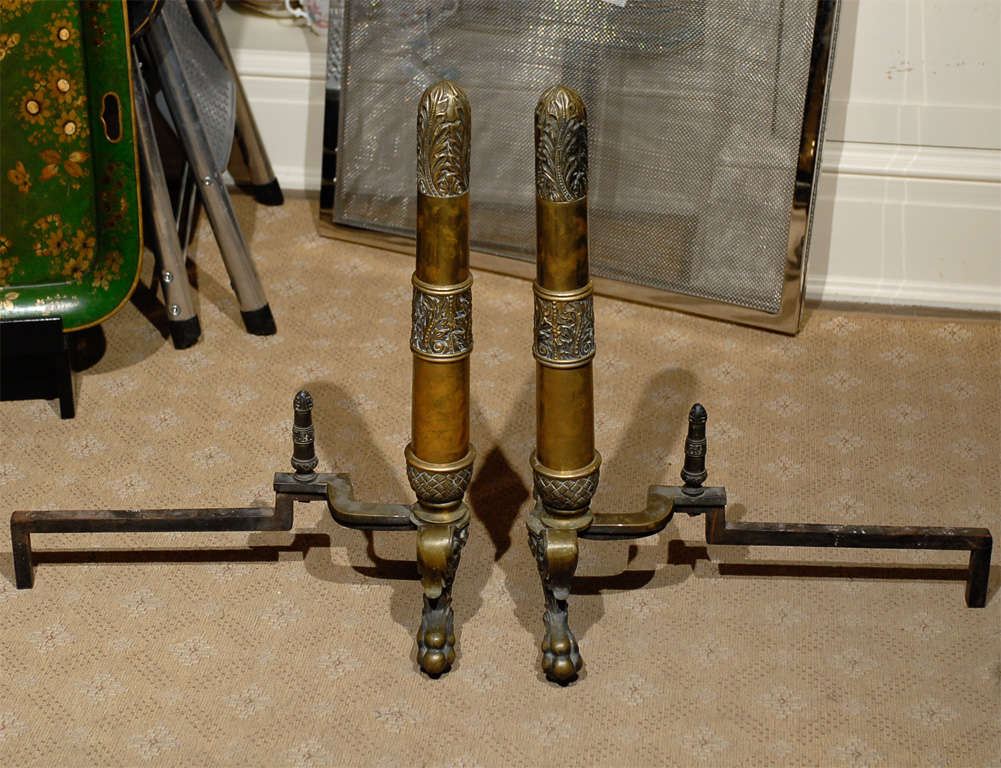 PAIR OF DECORATIVE  BRASS ANDIRONS 4