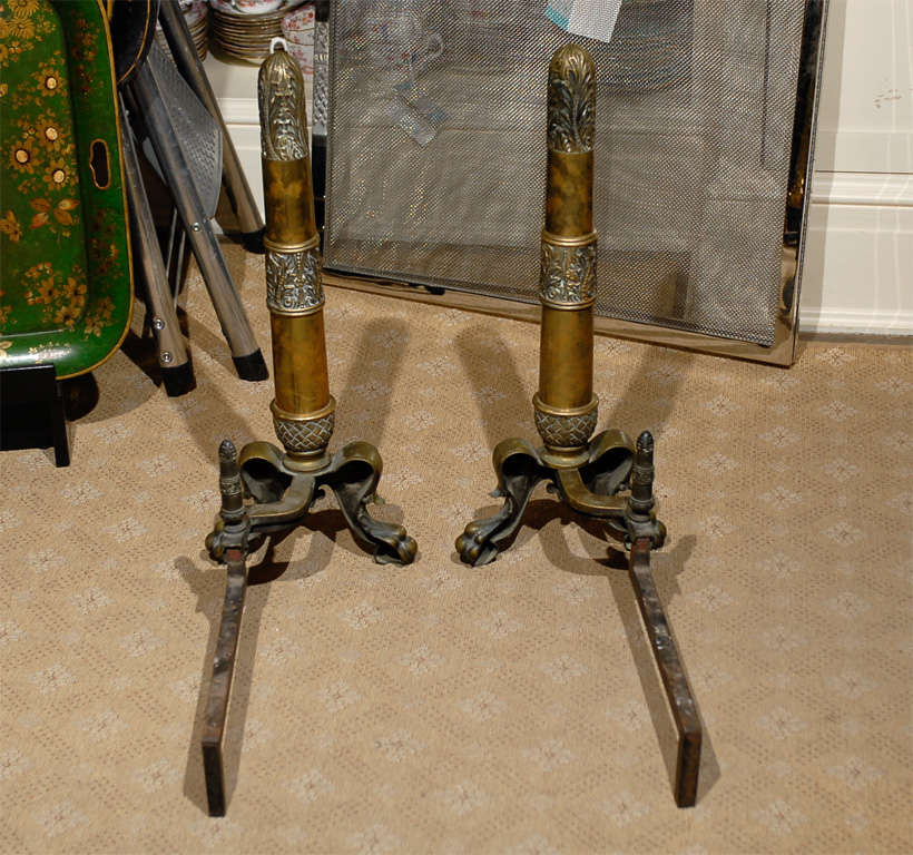 PAIR OF DECORATIVE  BRASS ANDIRONS 6