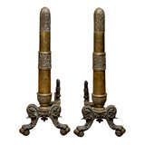 PAIR OF DECORATIVE  BRASS ANDIRONS