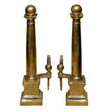 PAIR OF ELEGANT NEOCLASSSICAL BRASS ANDIRONS