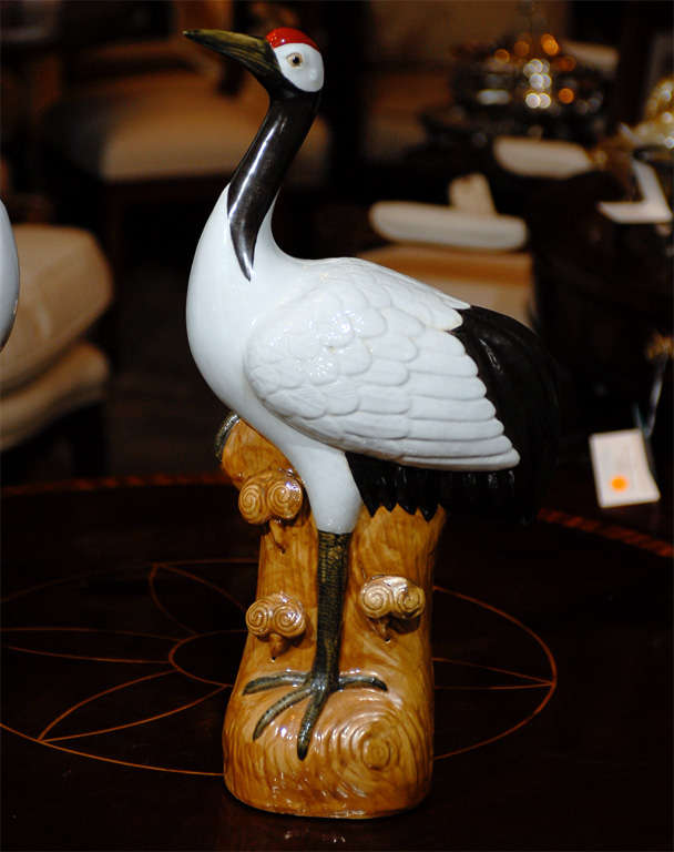 Pair Of Vintage Oriental Porcelain Cranes
