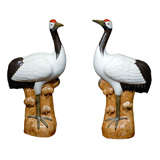 Pair Of Vintage Oriental Porcelain Cranes