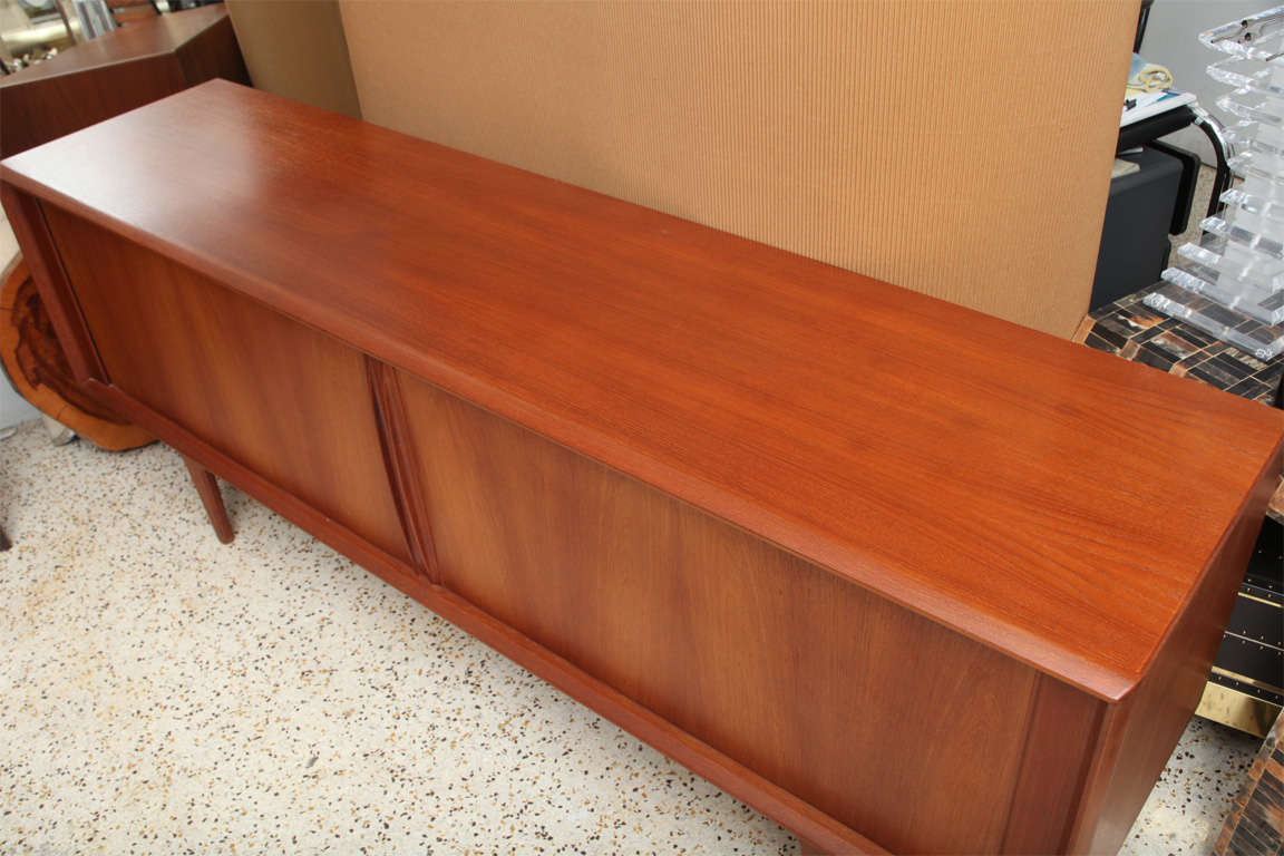 Danish Teak Credenza with Tambour Doors 4