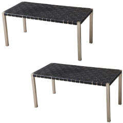 Pair Of Modern Webed Stainless Steel Bench