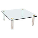 Mid Century Modern Pace Collection Leon Rosen Lucite Brass Coffee Table