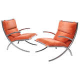 CHIC 1970s CHROME CANTILEVERED MODERN LOUNGE CHAIRS