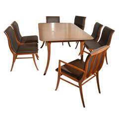 Walnut Dining Table and Eight Chairs By T. H. Robsjohn-Gibbings