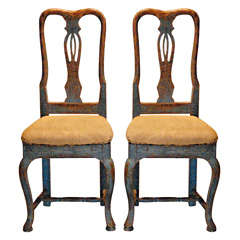 Pair Of Rococo Chairs , Sweden c. 1750