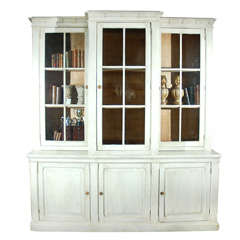 Swedish Painted Breakfront Bookcase, Circa 1860