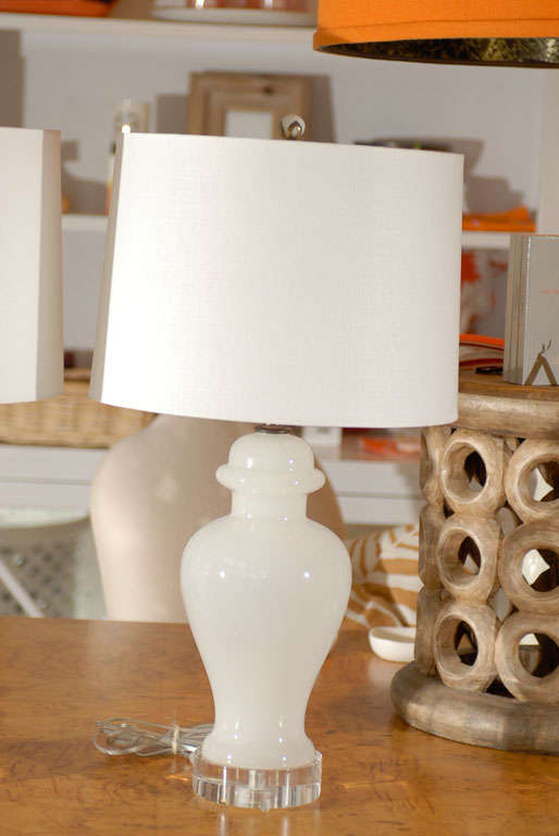 Pair of Opaque Glass Lamps 1