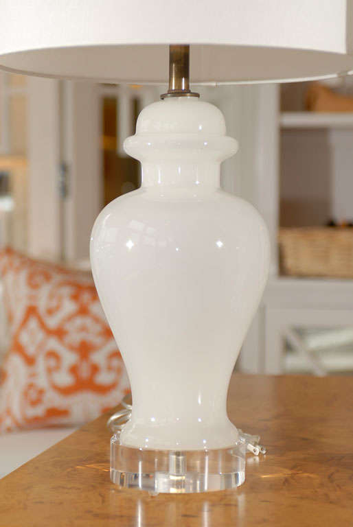 Pair of Opaque Glass Lamps 2