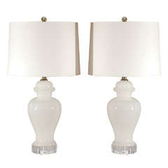 Pair of Opaque Glass Lamps