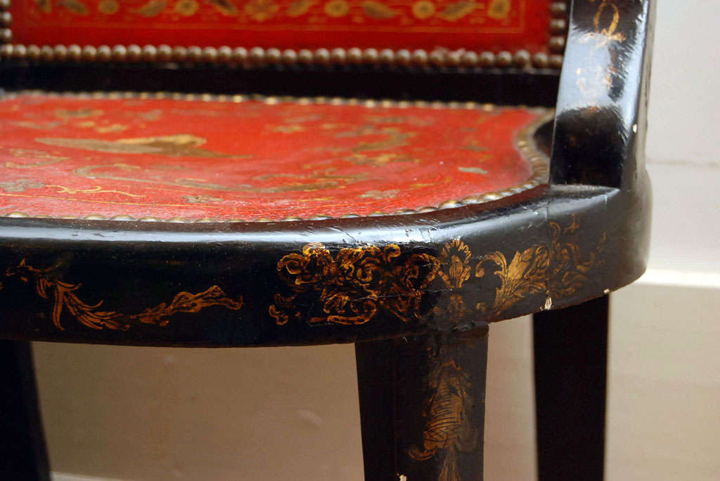 Carved Fine and Rare Black Lacquer Triple-Back Settee For Sale