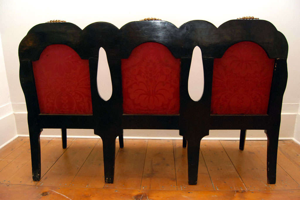 19th Century Fine and Rare Black Lacquer Triple-Back Settee For Sale