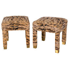 Pair of Parsons Stools with Brass Leg Detail