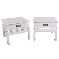 Pair of White Lacquered Ming End Tables