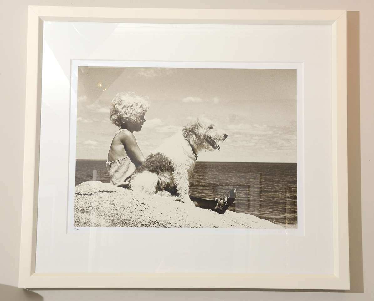 Pair of English Beach Photos in White Lacquer Frames In Excellent Condition For Sale In Water Mill, NY